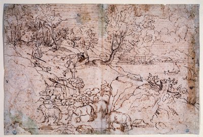 羊のいる風景の研究 作： Titian (c.1488 1576)