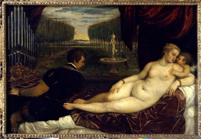 ヴィーナスと愛と音楽の絵 ティツィアーノ・ヴェチェッリオが描いたティツィアーノ(1485-1576) 作： Titian (c.1488 1576)