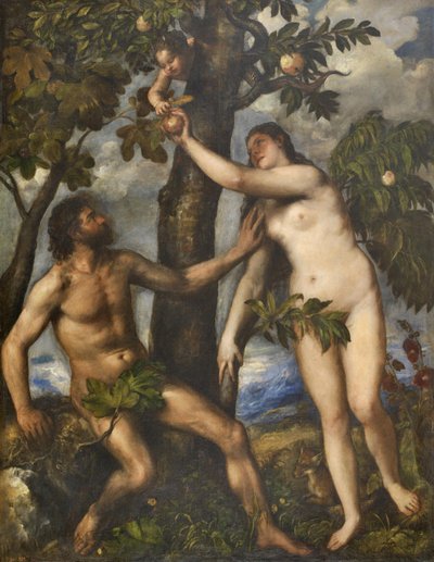 アダムとイブ、1550年頃 作： Tiziano Vecelli