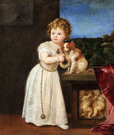 ドイツ人：クラリッサ・ストロッツィ（1540-1581）2歳の時 クラリッサ・ストロッツィの肖像 作： Titian