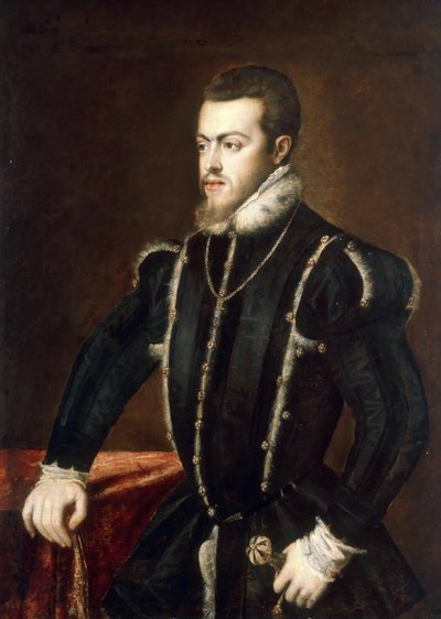 フィリップ 2 世 1527-1598、スペインとポルトガルの王の肖像、1553 年頃。 作： Titian