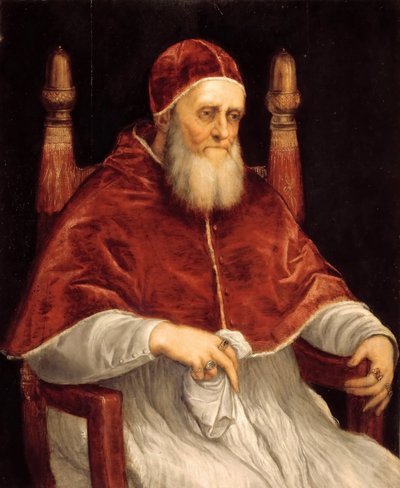 教皇ユリウス 2 世の肖像、1545 ～ 1546 年。 作： Titian