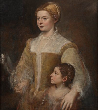 女性と彼女の娘の肖像、c。 1550年。 作： Titian