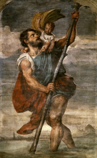 聖クリストファー、1523-1524年。 作： Titian