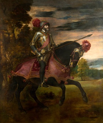 スペイン語  ミュールベルクの戦いにおけるカルロス5世 チャールズ5世の騎馬肖像画 作： Titian