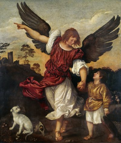 トビアスと天使、1521～1525年頃。 作： Titian