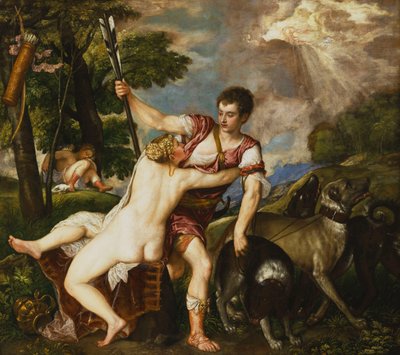 ヴィーナスとアドニス、1554 作： Tiziano Vecelli