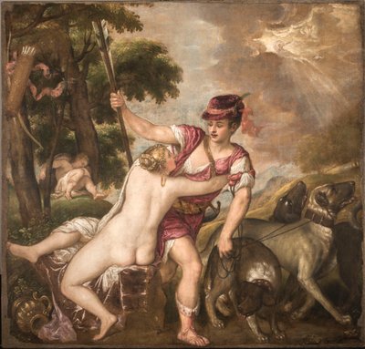 金星とアドニス、c。 1560年。 作： Titian