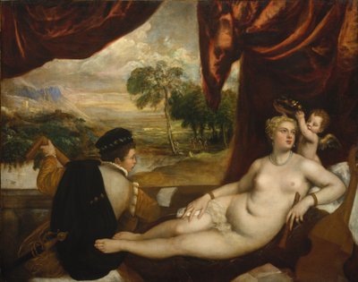 ヴィーナスとリュート奏者、1565-70年 作： Tiziano Vecelli