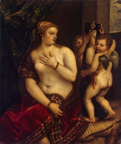 鏡のあるヴィーナス、1560年 作： Titian,