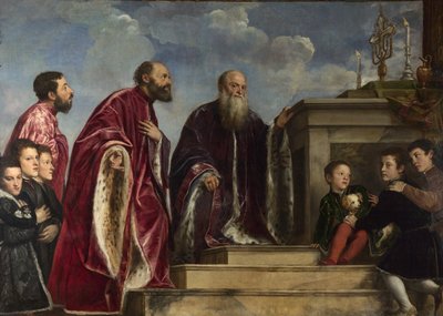 聖十字架の遺物を崇拝するヴェンドラミン家 作： Tiziano Vecelli