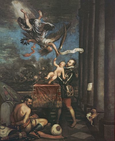 レパントの戦いの寓話、1573-1575 作： Tiziano Vecelli