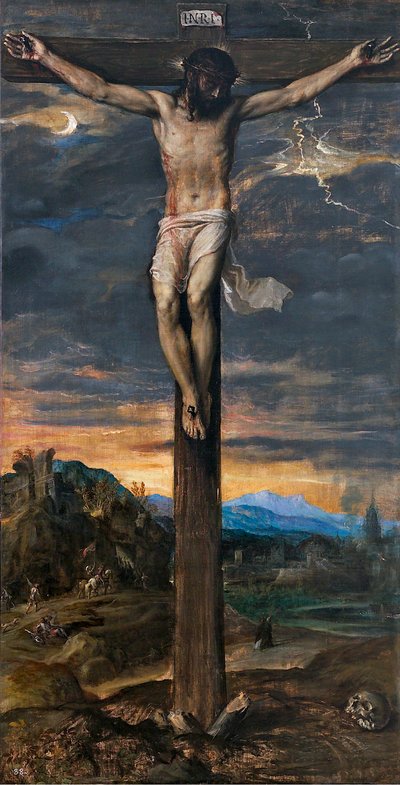 十字架上のキリストc。 1565。 作： Tiziano Vecelli