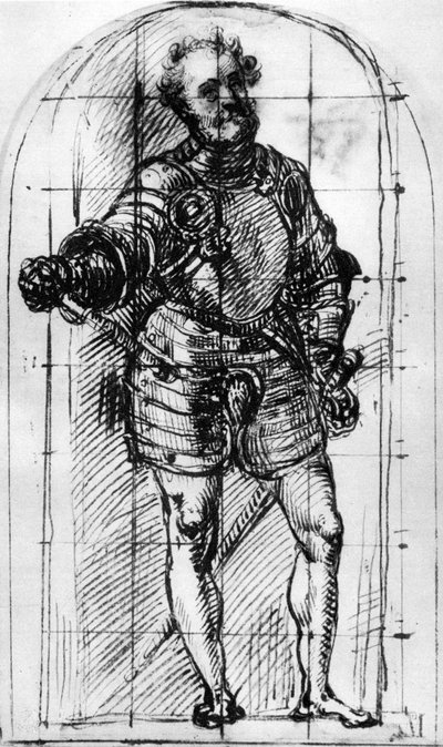 ウルビーノ公爵の肖像画のためのスケッチ、1536、1937 作： Tiziano Vecelli