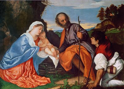 聖家族と羊飼い、1510年 作： Tiziano Vecelli