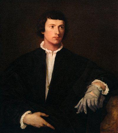 手袋をした男、c1520、1937 作： Tiziano Vecelli