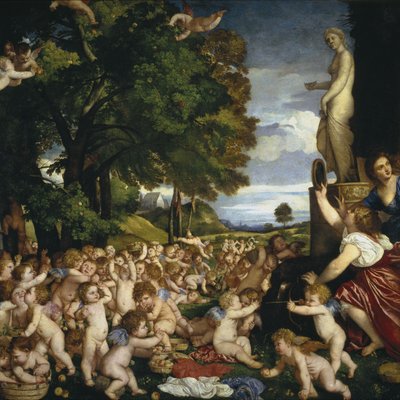 金星への捧げ物、1518-1519 作： Tiziano Vecelli