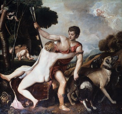 金星とアドニス、1553 作： Tiziano Vecelli