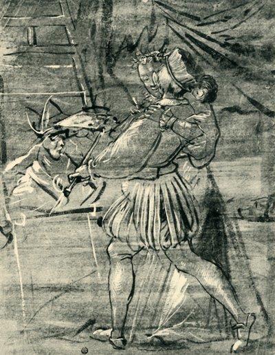 イーゼルの前に若い女性がいるアーティスト、1580年、1943年。 作： Tobias Stimmer