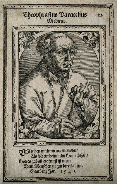 Philippus Theophrastus Aureolus Bombastus von Hohenheim Paracelsus、1587。 作： Tobias Stimmer