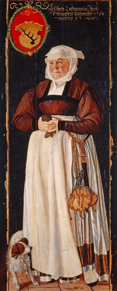 1564年、ジェイコブ・シュバイツァーの妻、エスベス・ロックマンの肖像 作： Tobias Stimmer