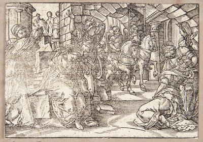 戦争からの息子たちの帰還を悼むローマの母親たち 作： Tobias Stimmer