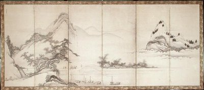 Travellers on a lakeside bridge, c.1700 (ink & colour on paper)   1450058   ja       japanese Successfully Translated  Original: Lamentation of Christ, Altarpiece of the Guild of the Joiners, centre panel (oil on panel) Translat: Lamentation of Christ, Alt 作： Toetsu Toetsu