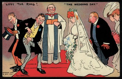 結婚式で指輪を見つけられない新郎とベストマン（クロモリト 作： Tom Browne
