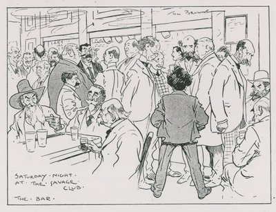 土曜の夜、Savage Clubのバーで（刻印 作： Tom Browne