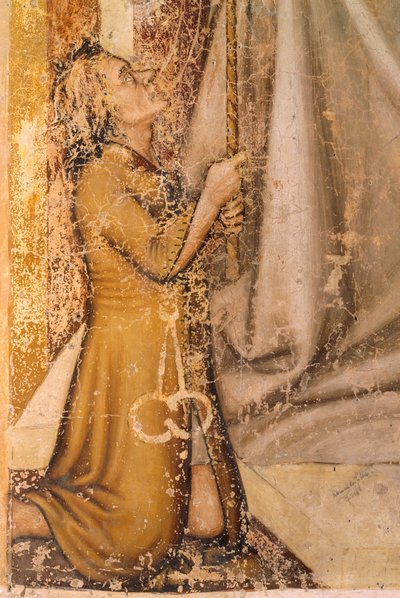 寄贈者の描写、聖ロムアルドの詳細、トンマーゾ・ダ・モデナ（1326-1379）作、トレヴィーゾのサン・ニコロ教会のフレスコ画 作： Tomaso da (late 15th century) Modena