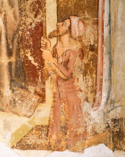 寄贈者の描写、聖ロムアルドの細部、トンマーゾ・ダ・モデナ（1326-1379）作、トレヴィーゾのサン・ニコロ教会のフレスコ画 作： Tomaso da (late 15th century) Modena