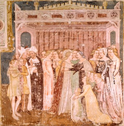 トマソ・ダ・モデナ（1326-1379）作「聖ウルスラの伝説」のフレスコ画「別れ」（トレヴィーゾ、サンタ・カテリーナ教会蔵 作： Tomaso da (late 15th century) Modena