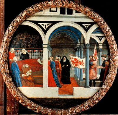 トマソ マサッチオ (1401-1428) のキリスト降誕、キャンバスにテンペラ、直径 56 cm 作： Tommaso Masaccio
