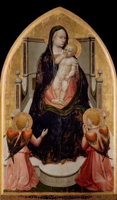 サン・ジョヴェナーレのトリプティク。聖母子像、中央パネル、祭壇画 作： Tommaso Masaccio