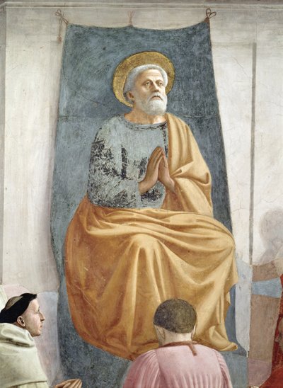 聖ペテロがアンティオキアの最初の司教に就任、6327年フレスコ画の詳細 作： Tommaso Masaccio