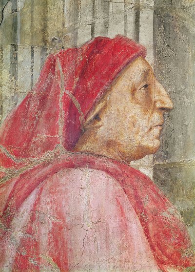 聖三位一体、男性のドナーの頭の詳細、173689の1427-28フレスコ詳細 作： Tommaso Masaccio