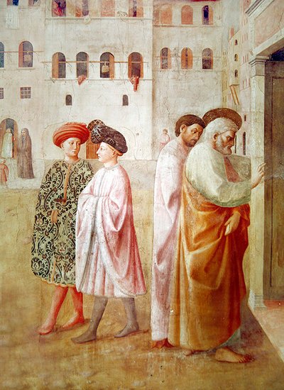 タビサの復活からの聖ペテロの詳細、c.1427（57195の詳細） 作： Tommaso Masolino da Panicale