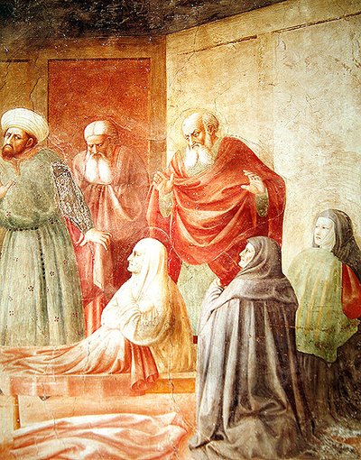 タビサの復興からのタビサの詳細、c.1427 作： Tommaso Masolino da Panicale