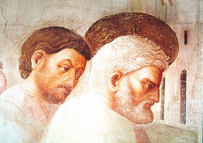 タビサの昇天からの聖ペテロの頭の詳細、c.1427 作： Tommaso Masolino da Panicale