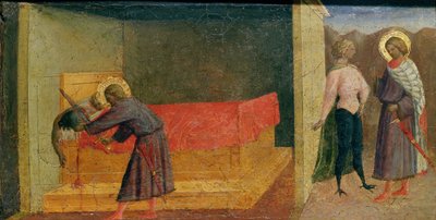 セントジュリアン、ホスピタラーが母親と父親を殺害 作： Tommaso Masolino da Panicale