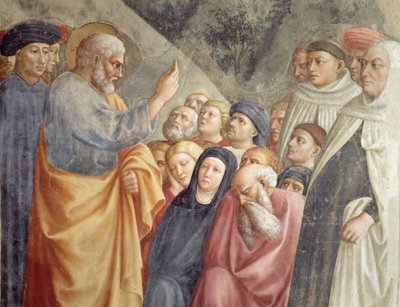 63197 c.1427フレスコ画のエルサレム詳細での聖ペテロの説教 作： Tommaso Masolino da Panicale