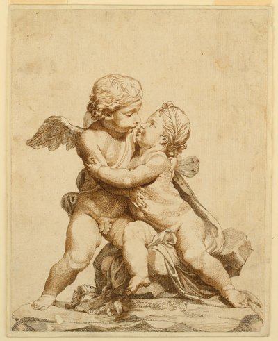 デッサン《キスする2人のキューピッド》1750-90年 作： トマソ・トデシニ