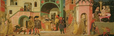 スザンナの物語、結婚箱の前面パネル、1450年頃（パネル上のテンペラ） 作： Giovanni di Ser Giovanni