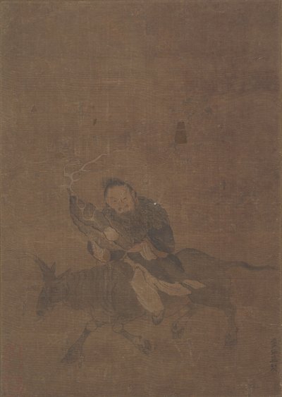角のある動物に乗る道教。 作： Tong Renyi