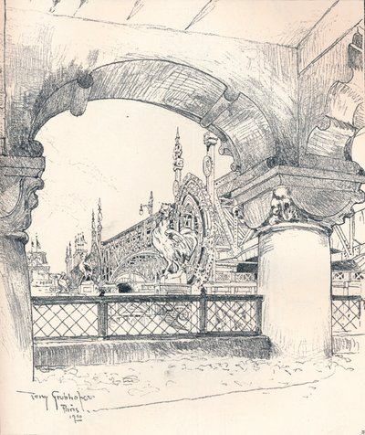 アンヴァリッド橋近くの列柱、c1900 作： Tony Grubhofer
