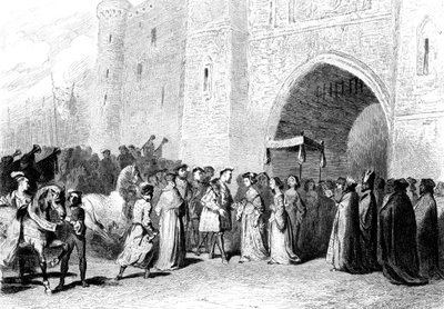 ヘンリー8世とアンブーリンの会見、1520年代、1842年 作： Tony Johannot