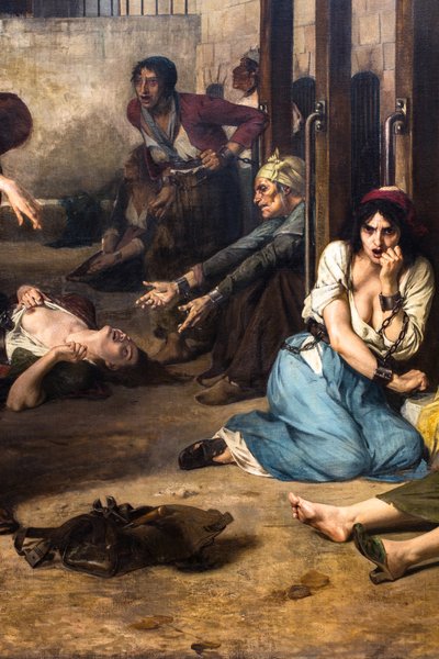 1795年、サルペトリエールで精神異常者を解放するピネル医師 作： Tony Robert Fleury