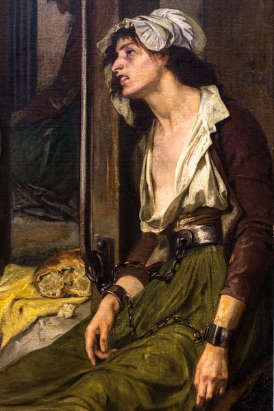 1795年、サルペトリエールで精神異常者を解放するピネル医師 作： Tony Robert Fleury