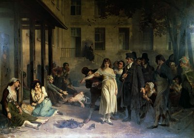 精神科医フィリップ・ピネル（1745-1826）が1795年にパリのサルペトリエール精神病院で精神異常者を鎖から解放している様子、トニー・ロベール＝フルーリー（1837-1911）による絵画 作： Tony Robert Fleury