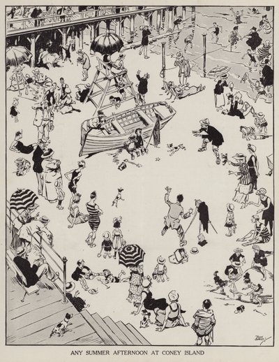コニーアイランドの夏の午後（リトグラフ 作： Tony Sarg
